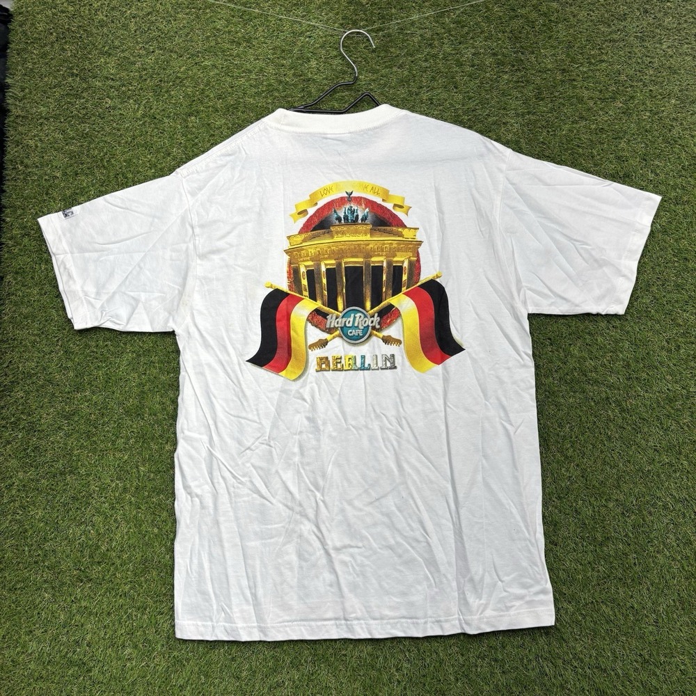 Hard Rock Cafe Shirt Mens Large White Berlin Graphic Logo Vintage Style NWT